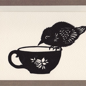 Tea Cup Bird - Greeting Card