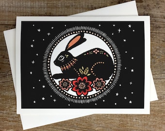 Rabbit In The Moon - Greeting Card