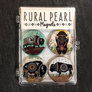 Buffalo/ Bison Magnets - Set of 4 - 1.25 inch Magnets