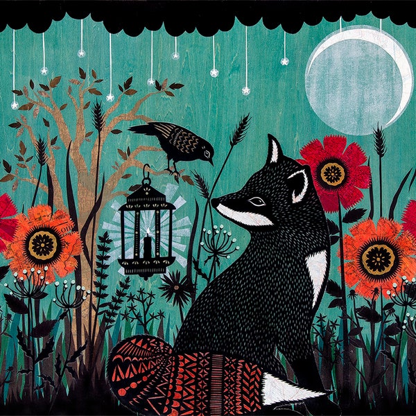 My Lantern Burns Serene - 16 x 20 inch Cut Paper Art Print