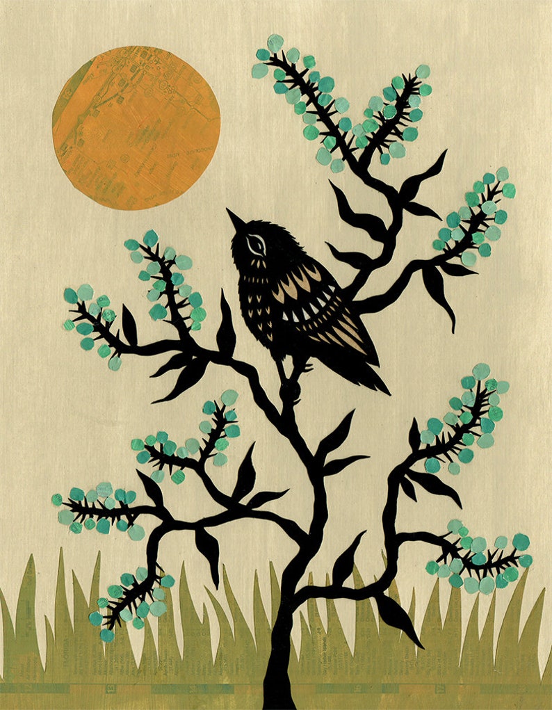 Juniper Sun Cut Paper Art Print Etsy