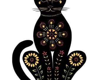 Cat -11 x 14 inch  Cut Paper Art Print