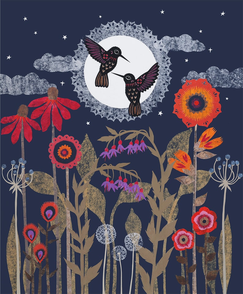 The Moon Like A Flower - 11 X 14 Inch Cut Paper Art Print - Etsy