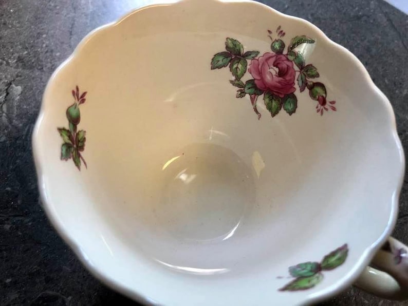Spode Billingsley Rose Tea Cup Pink Jewel Crafted in England Flat Cup