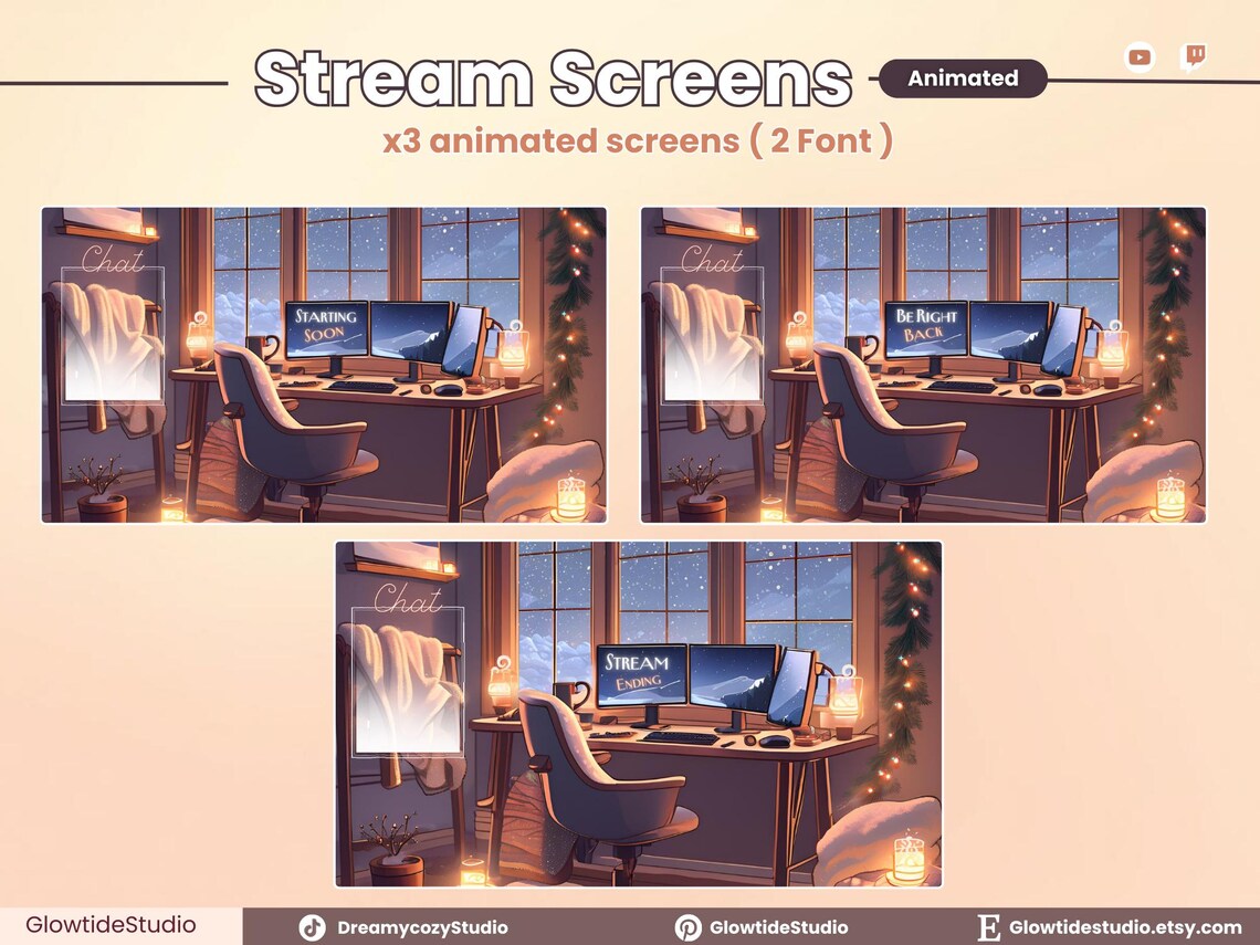 Cozy Winter Twitch Screen | Animated Stream Screens for OBS ...
