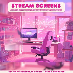 Pink Lo-Fi Stream Overlay Pack: Animated Twitch Screens (Digital Download)