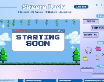 Animated Retro Pixel Stream Overlay: Twitch Stream Graphics Template
