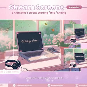 Pack de superpositions animées pastel pour Twitch Écrans de streaming et scènes hors ligne confortables | Téléchargement instantané OBS Streamlabs