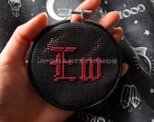 Ew gothic font small cross stitch wall hanging decor