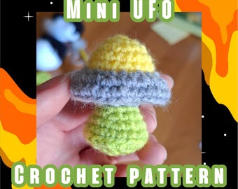 UFO amigurumi crochet pattern pdf/space,alien,spaceship,cute/mini amigurumi, keychain charm pattern/instant download/US & UK crochet terms