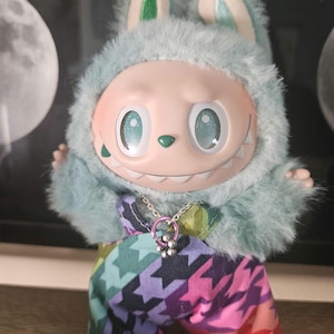 Labubu Doll Flower Charm Necklace: Handmade Doll Accessories