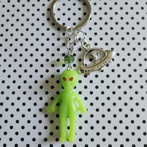 Glow in the Dark Alien Keychain: UFO Spaceship Charm