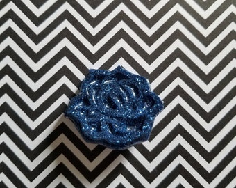 Sparkly Blue Rose Pin - Twin Peaks Inspired Brooch