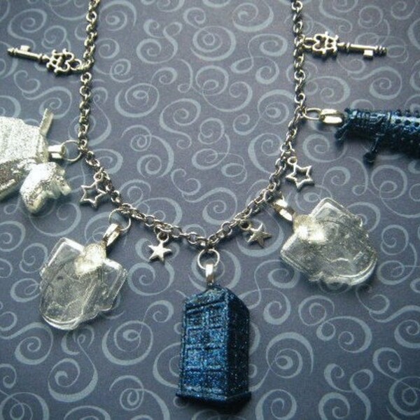 RESERVED LISTING for Allison Koester -  Custom order Doctor Who inspired Doctor's Lucky Charms 5 charm bracelet