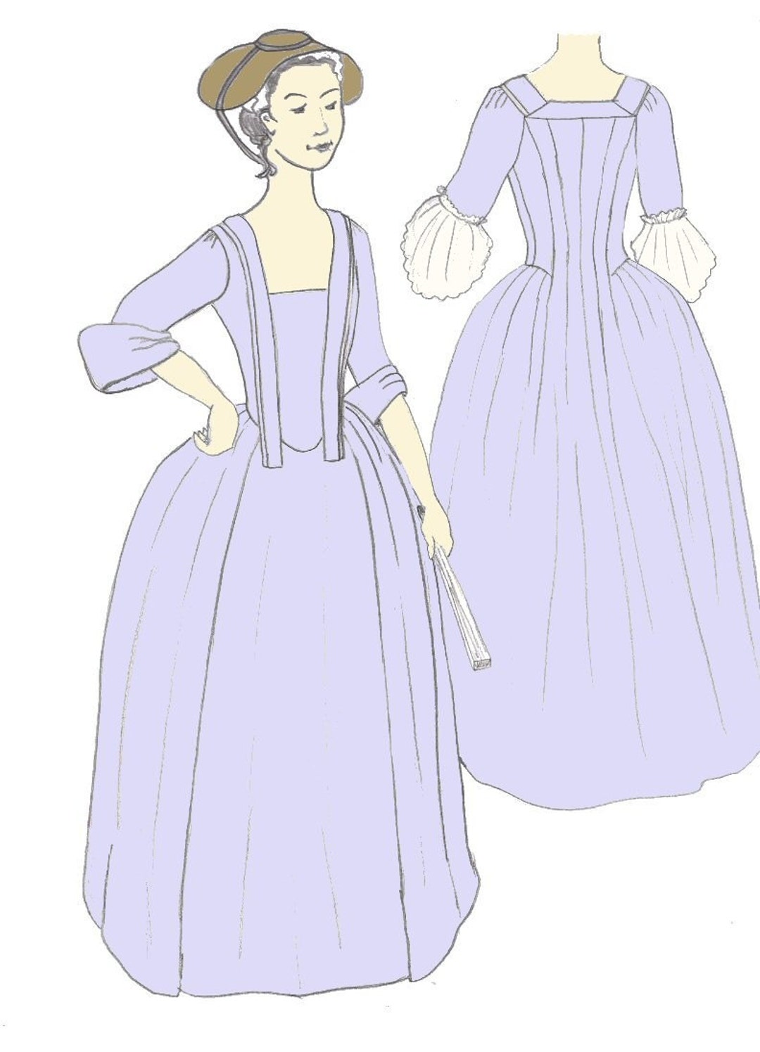 Regency Open Robe Pattern Open Robe 1730-1760 Pattern - Etsy