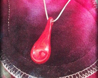 Menarche Blood Droplet Necklace Handblown Glass Pendant Menstrual Jewelry Goddess Charm First Menstruation Keepsake Rite of Passage Gift