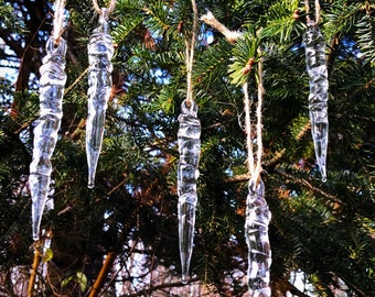 Blown Glass Icicle Handmade Winter Holiday Ornament - single or bundle and save!