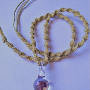 Hemp Necklace Natural Macrame Spiral Knot Jewelry Add On Option for Family Tree Glass Pendants 18 - 22 inches long with Loop and Tie Clasp