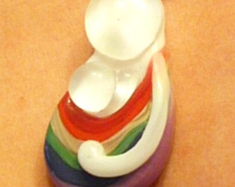 Rainbow Babywearing Mama Pendant Necklace Birth Art Attachment Parenting Mother Jewelry - white