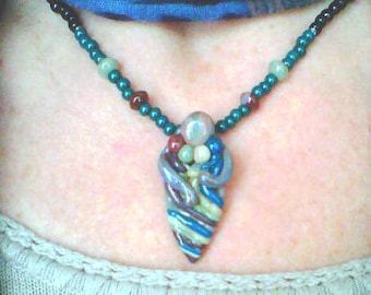 Glass Pendant Mother of 4 Handblown Necklace Family Brother Sister Siblings Charm in Custom Colors