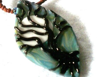 Tree of Life Handblown Glass Pendant - You Choose Colors! Full Moon Jewelry Necklace Charm Bead