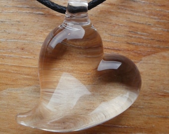 Handblown Glass Clear Heart Love Pendant Necklace Jewelry Symbol Charm Bead Valentine's Day Gift Boyfriend Girlfriend Best Friend Sisters