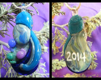 Glass Ornament Babywearing Family of 6 Holiday Decoration Mother Father Baby Brother Sister Siblings Handblown in Custom Colors