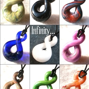 Infinity Symbol Handblown Glass Custom Colors Necklace Pendant Jewelry Valentine's Day Gift Boyfriend Girlfriend Love Best Friends Forever