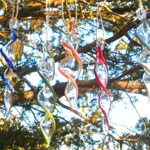 Handblown Glass Color Twirl Winter Spiral Twist Holiday Ornaments Suncatcher Tree Decorations image 8