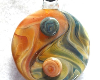 Yin Yang symbol hand blown glass custom necklace pendant