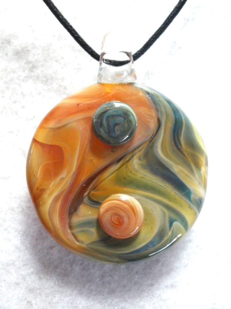 Yin Yang symbol hand blown glass custom necklace pendant