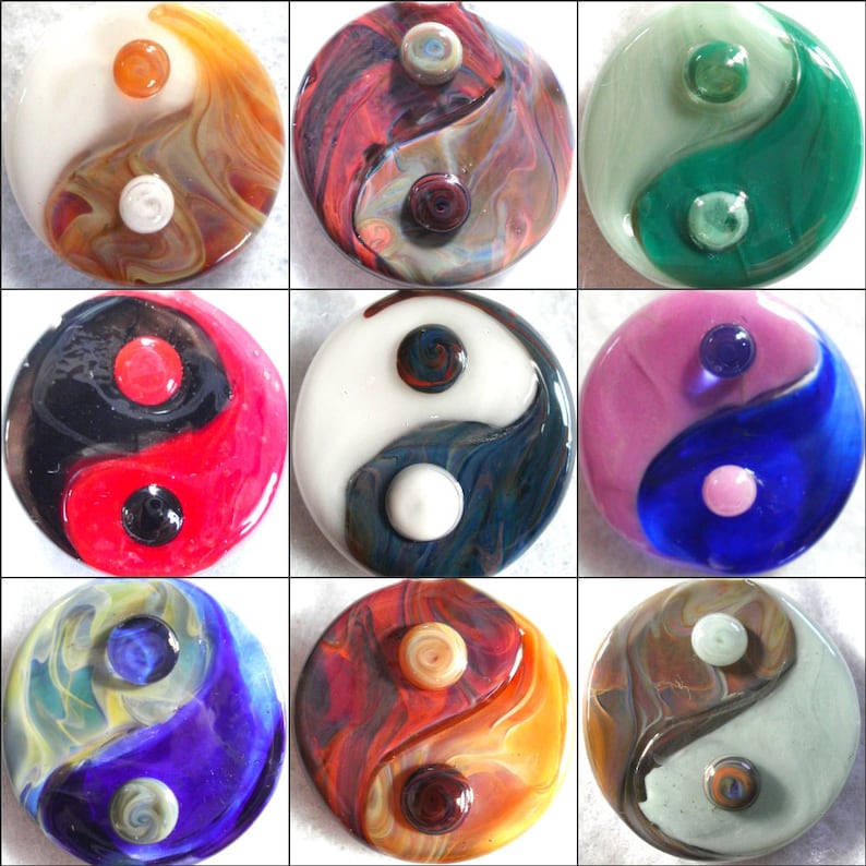 Yin Yang symbol hand blown glass custom necklace pendant