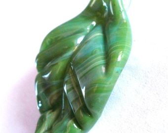 Glass Pendant Tree Leaves Handblown Leaf Necklace Charm