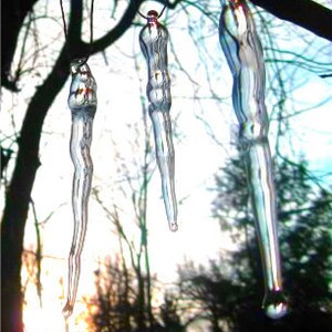 Blown Glass Icicles Handmade Holiday Winter Ornaments single, sets of 6, or by the dozen image 3