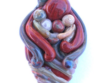 Glass Pendant Family of 6 Handblown Mother Father Brother Sister Siblings Necklace Charm in Custom Colors