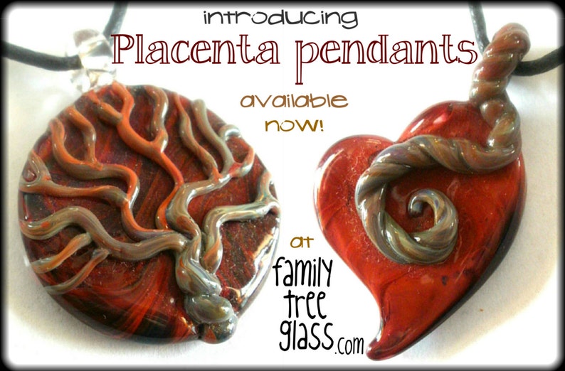 Placenta Tree of Life Birth Art Glass Necklace Pendant Midwife Jewelry image 3