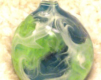 Glass Pendant Planet Earth Handblown Necklace Jewelry Lampwork Bead Charm