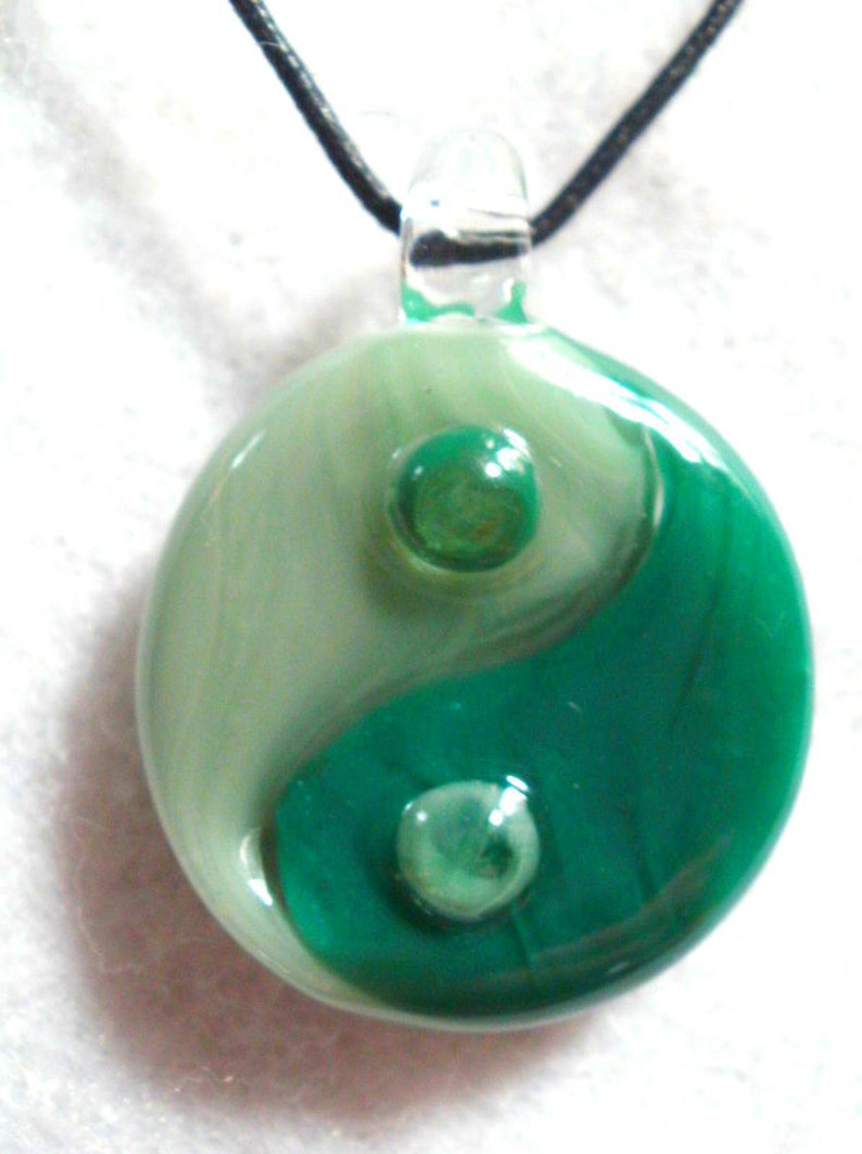 Yin Yang symbol hand blown glass custom necklace pendant