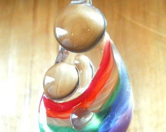 Rainbow Babywearing Glass Ornament Pendant Attachment Parenting Mother Baby Sling Carrier Sun Catcher