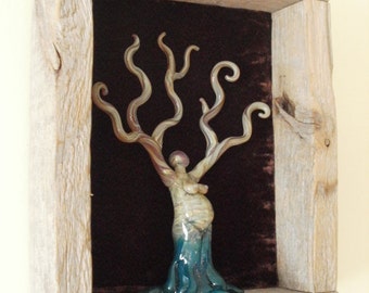 Mother Nurture: Pregnant Goddess Wall-Hanging Sculpture