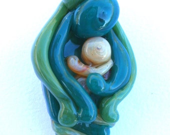 Glass Pendant Family of 3 Necklace with Mother Father Child Baby Jewelry Charm Handblown in Custom Colors