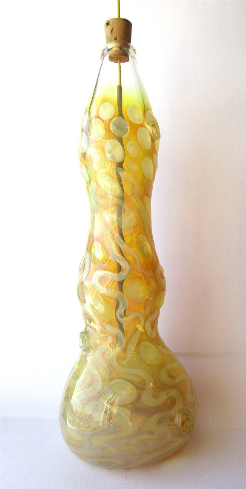 Glass Incense Burner Color Changing Smoking Bottle Hand Blown Etsy