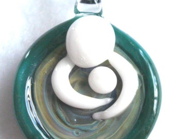 Glass Pendant Waterbirth Mother Baby Birth Jewelry Necklace Charm Handblown in Custom Colors