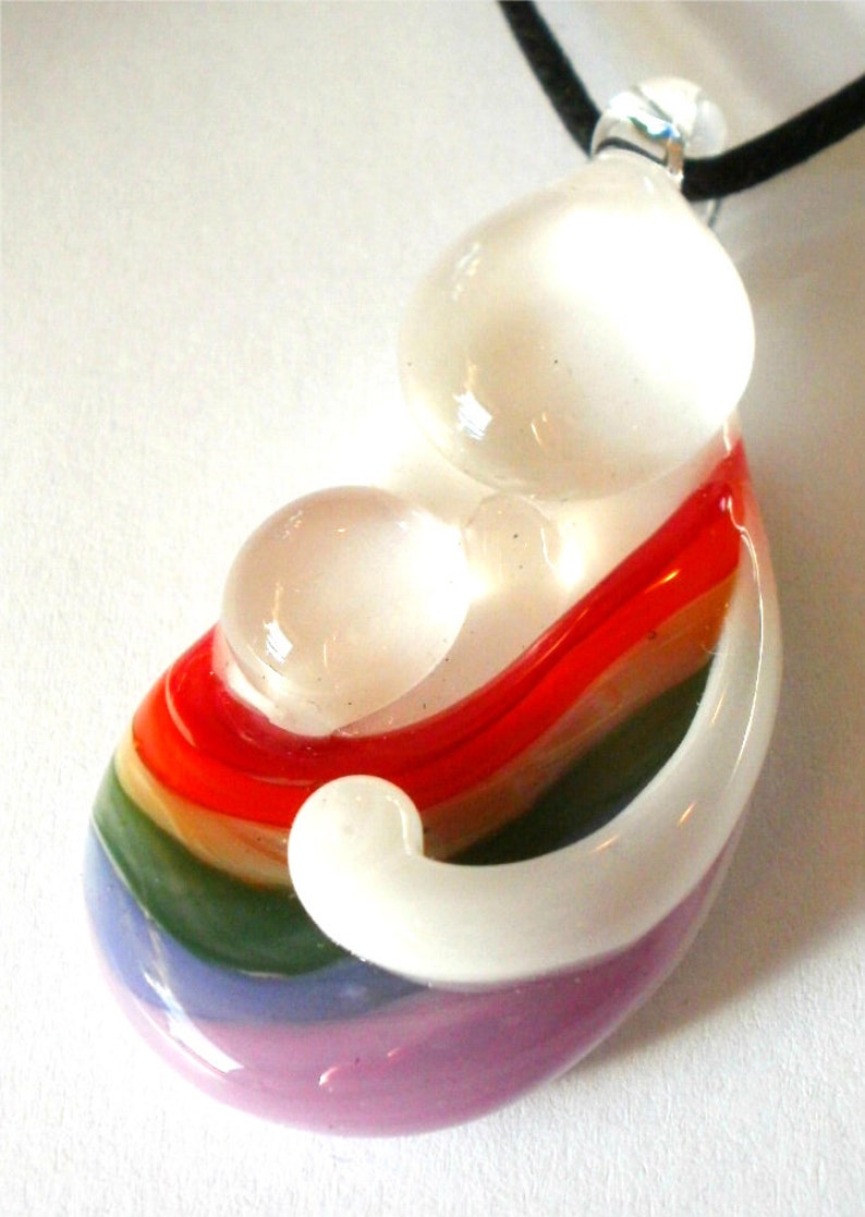 Rainbow Babywearing Mama Pendant Necklace Birth Art Attachment Parenting Mother Jewelry white image 3