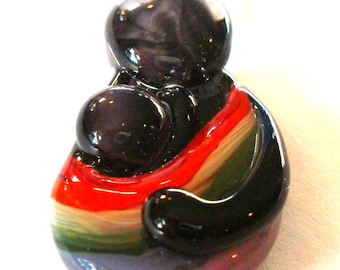 Rainbow Babywearing Mama Pendant Necklace Birth Art Attachment Parenting Mother Jewelry - black