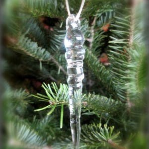 Blown Glass Icicles Handmade Holiday Winter Ornaments single, sets of 6, or by the dozen image 7