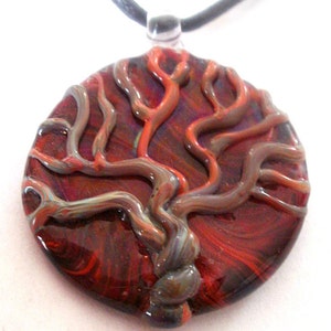 Placenta Tree of Life Birth Art Glass Necklace Pendant Midwife Jewelry