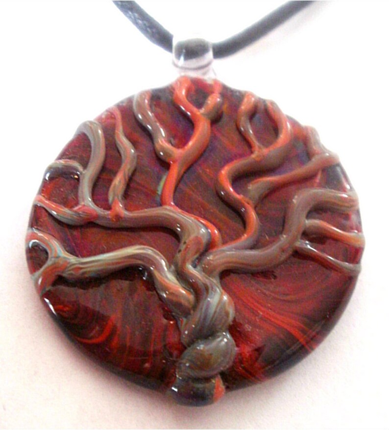 Placenta Tree of Life Birth Art Glass Necklace Pendant Midwife Jewelry image 1