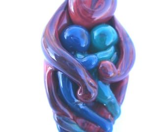 Glass Pendant Mother of 2 Children or Twins Family Jewelry Brother Sister Siblings Necklace Pendant Handblown in Custom Colors