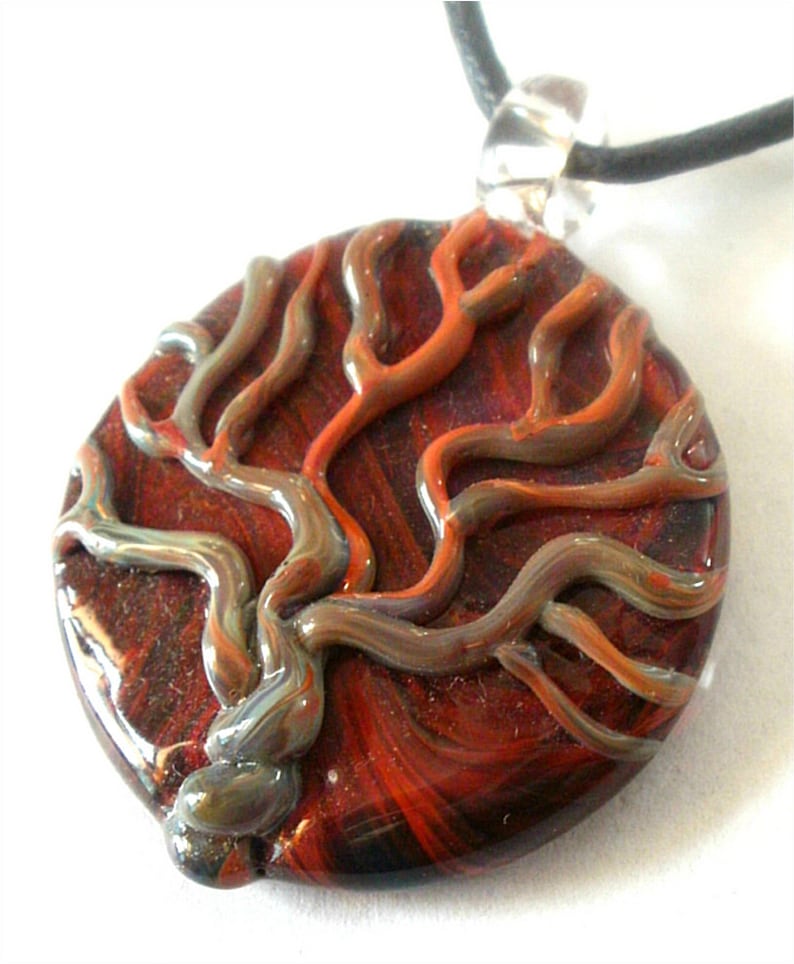 Placenta Tree of Life Birth Art Glass Necklace Pendant Midwife Jewelry image 2